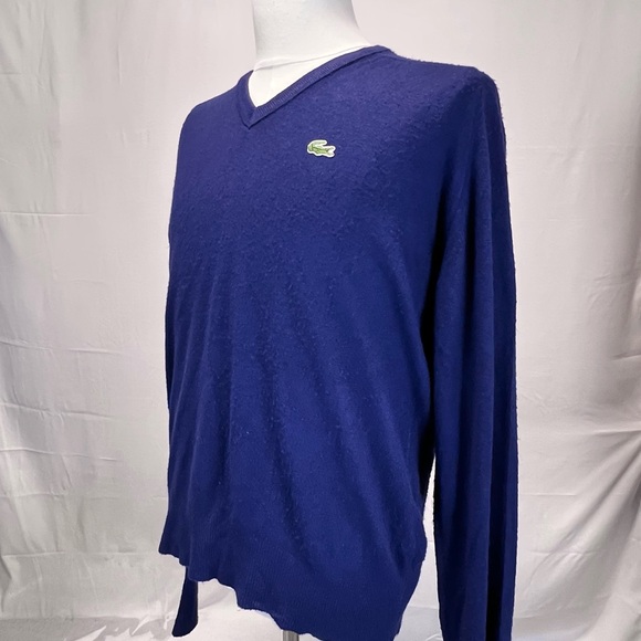 VINTAGE 60s Lacoste Izod knit sweater tennis vneck navy alligator crocodile logo - Picture 4 of 11